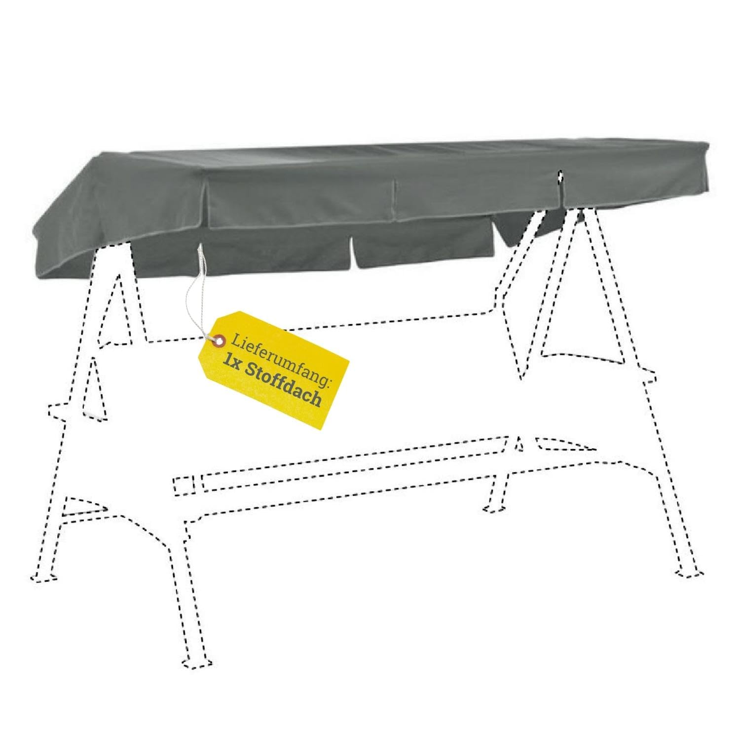 Schaukeldach für Kettler Classic/Montana dunkelgrau 207x146 I Dach Hollywoodschaukel I UV-beständiges Schaukel-Dach I 100% Polyacryl I versch. Farben