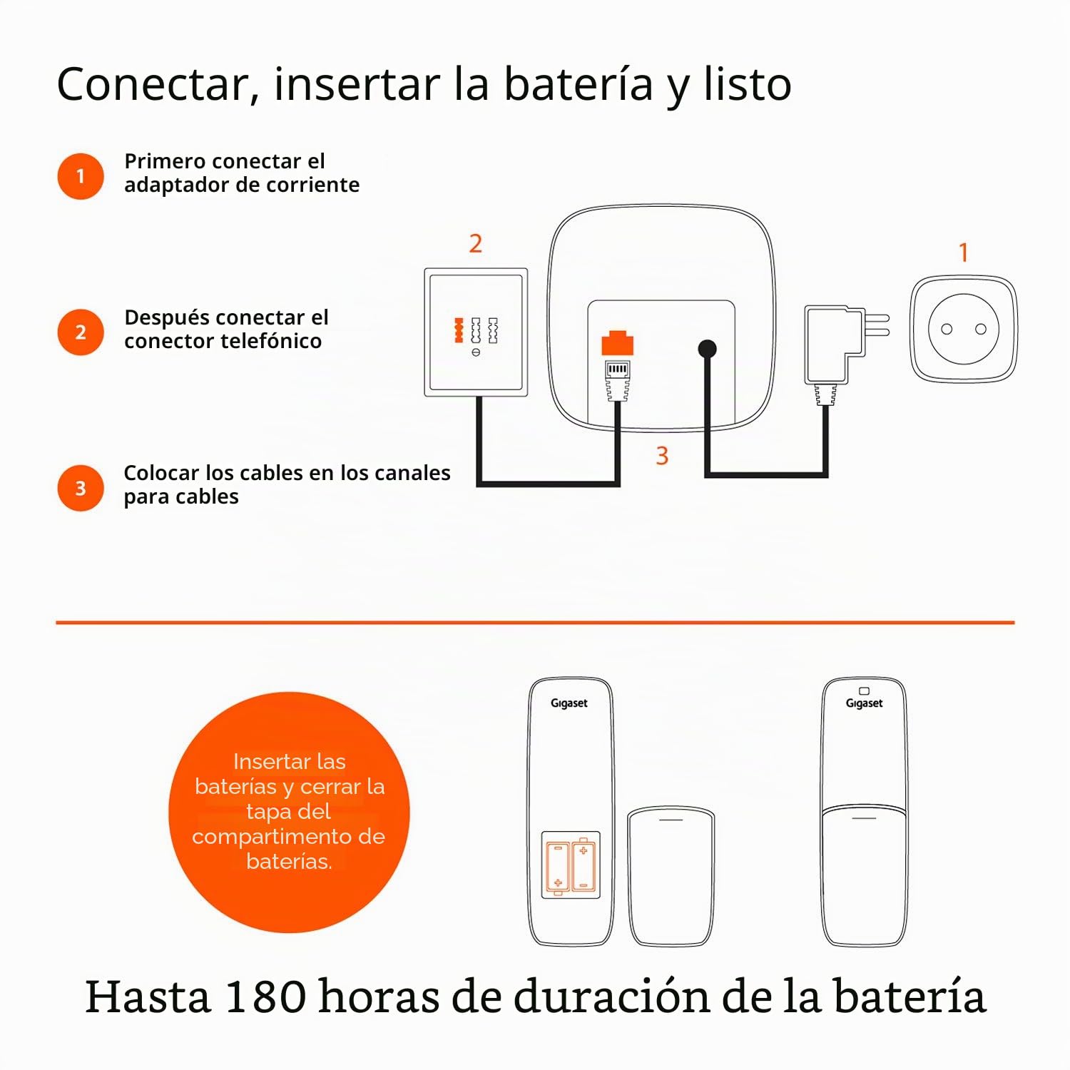 Gigaset AS690A - Teléfono DECT inalámbrico con contestador automático, Pantalla Grande de Alto Contraste, perfiles de Sonido Ajustables, función Manos Libres, protección de Llamadas, Color Negro