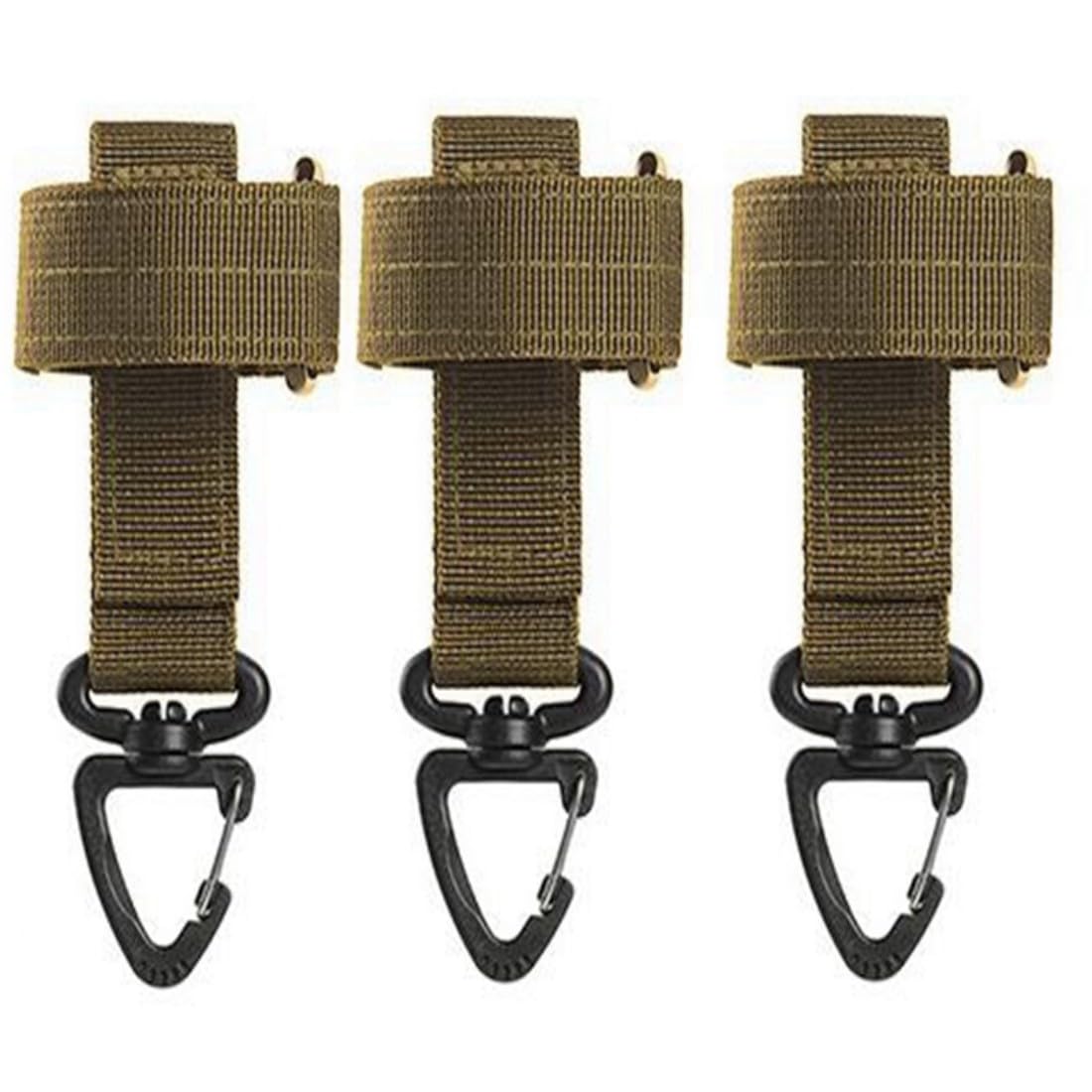 ACEXIER 3PCS Outdoor Portachiavi tattico Gear Clip Keeper Pouch Cintura Portachiavi Molle Tessitura Guanti Corda Titolare Militare Molle Gancio (Tan)
