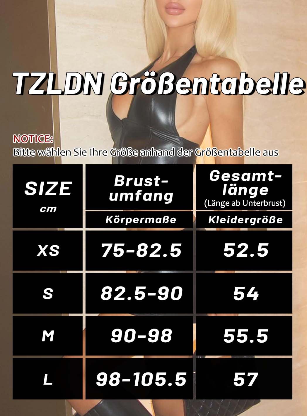 TZLDN Corset sexy en cuir pour femme - Dos nu - Col en V profond - Pour festival, rave, techno