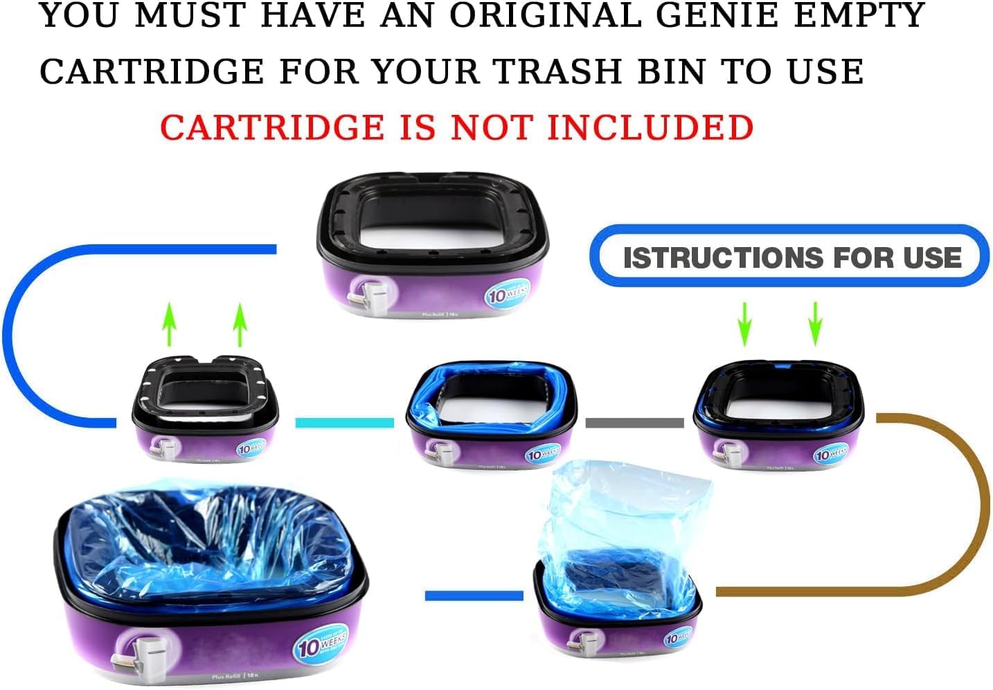18 pcs Universal Cat Litter Refills Bag Litter Refills Compatible with Your Litter Refill Cartridge for Litter Genie +（Disposable Cap are Included）