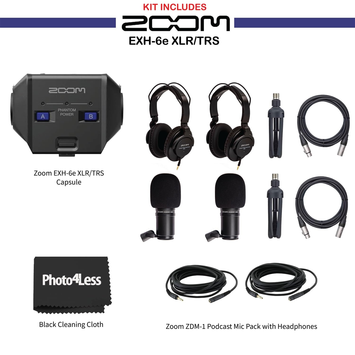 Zoom EXH-6e External Input, Dual XLR/TRS Input Capsule, 2 XLR/TRS Inputs, Phantom Power Capable, 3.5mm Input, 32-Bit Float, for Zoom Capsule System 3.0