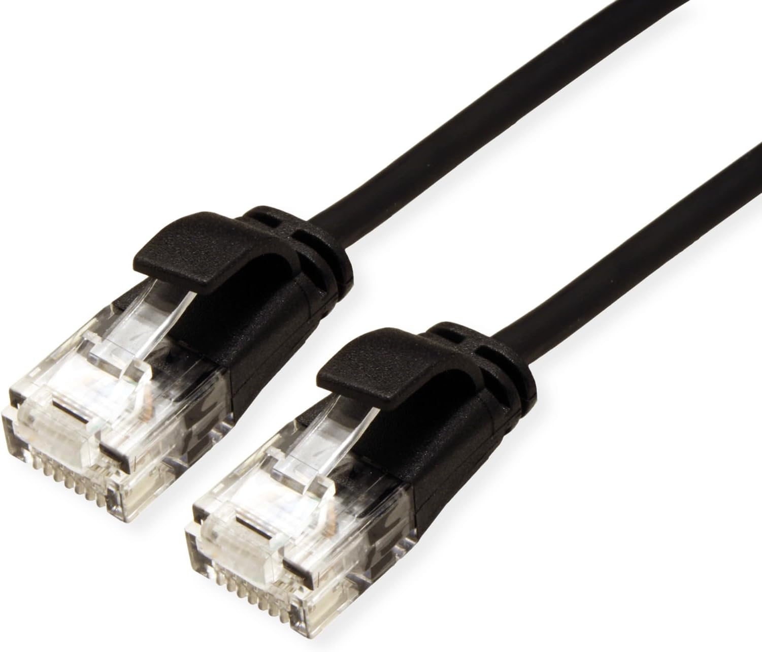 ROLINE GREEN UTP Patch Cable Cat.6A (Class EA), LSOH, Slim, Black, 0.15 m