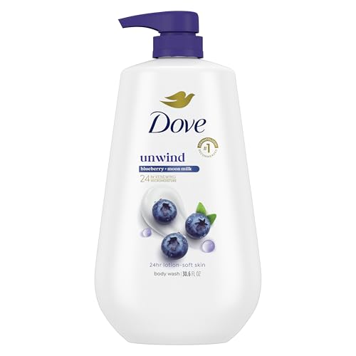 Dove 24hr Lotion Body Wash Unwind Blueberry & Moon Milk 30.6 oz | Moisturizing body wash with MicroMoisture and a calming scent