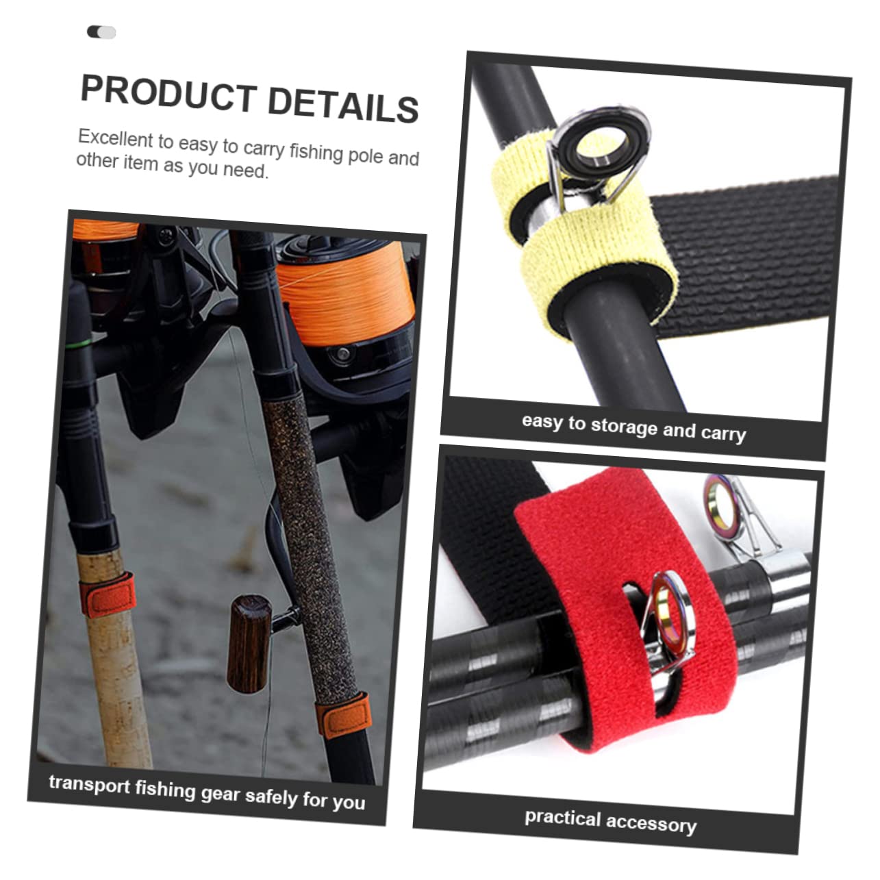 SUPVOX 6pcs Fishing Rod Straps Soft Elastic for Organizing Fishing Gear for Safe Transport Storage