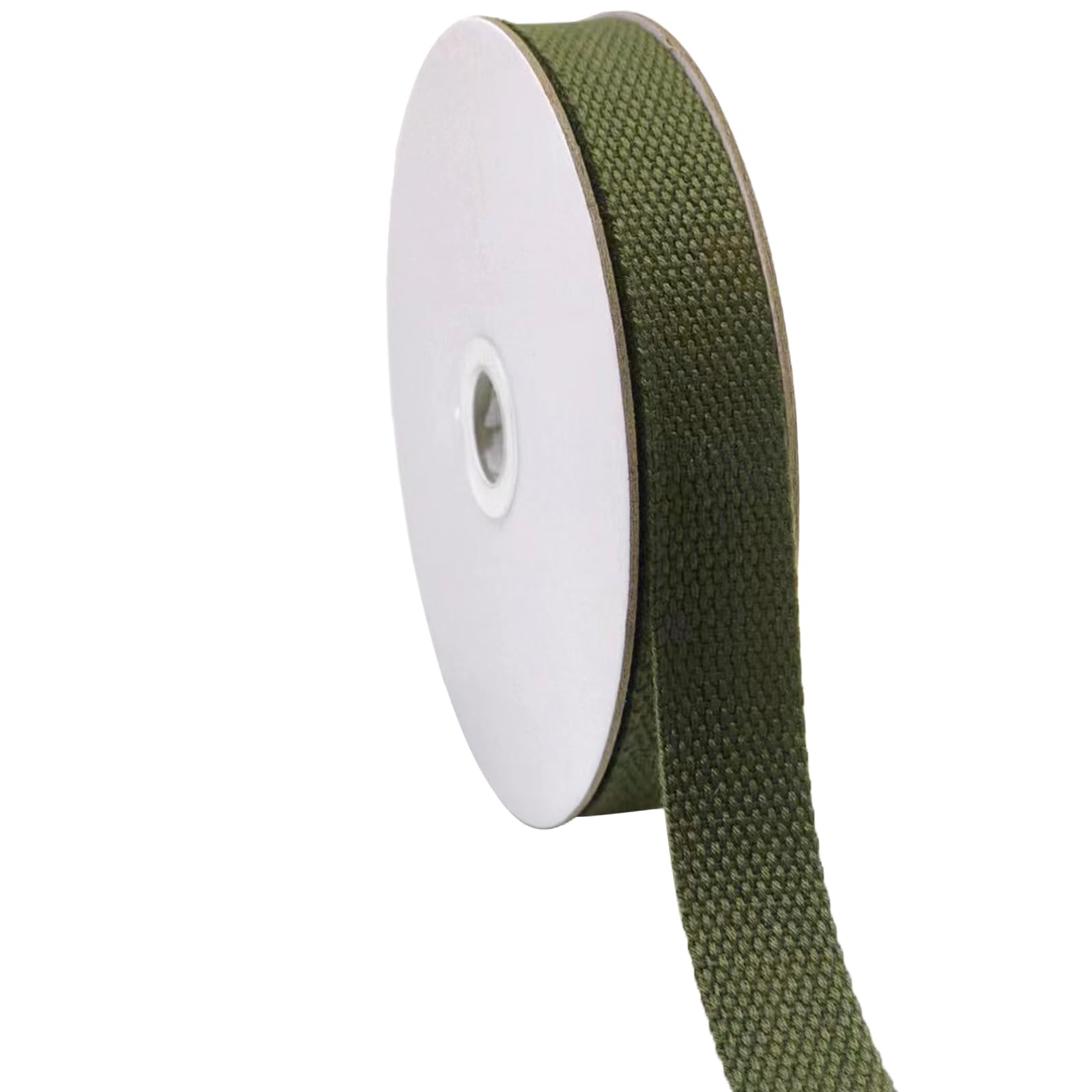 Olive Green Cotton Webbing Straps for Tote Bags-10 Yards 3/4 inch Flat Polyester Cotton Heavy Weave Durable Straps for Handles Crafting Belt Making