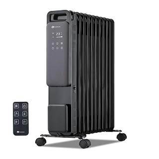 PureMate 2500W 11 Fin Oil Filled Radiator – Portable Electric Heater with Digital Screen, Touch Control, Eco Mode, Adjustable Thermostat, 3 Heat Modes, 24Hr Timer & Safety Protection - Amazon product rated Grade A