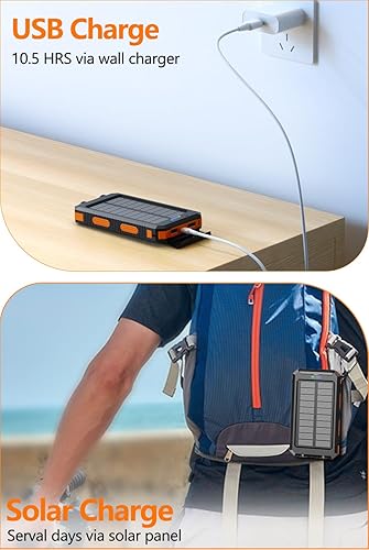 Miniatura 6 de Cargador portátil solar de 38800 mAh con carga rápida USB-C compatible con iPhone, Samsung, con 2 linternas LED y batería externa impermeable IPX5,