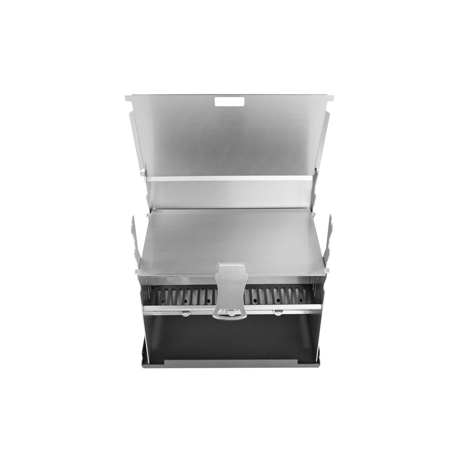 FENNEK Plancha - Plancha para barbacoa desmontable de carbón - Diseño compacto de acero inoxidable - Ideal para acampar, autocaravanas, el jardín y el aire libre