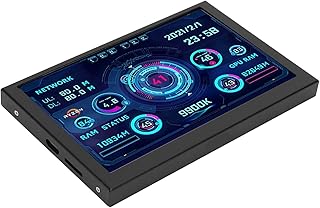 EMUKOEP Monitor de dados de CPU para PC, monitor de temperatura, tela IPS USB C tipo C de 5 polegadas para monitor de dados AIDA64, PC, CPU, GPU, RAM