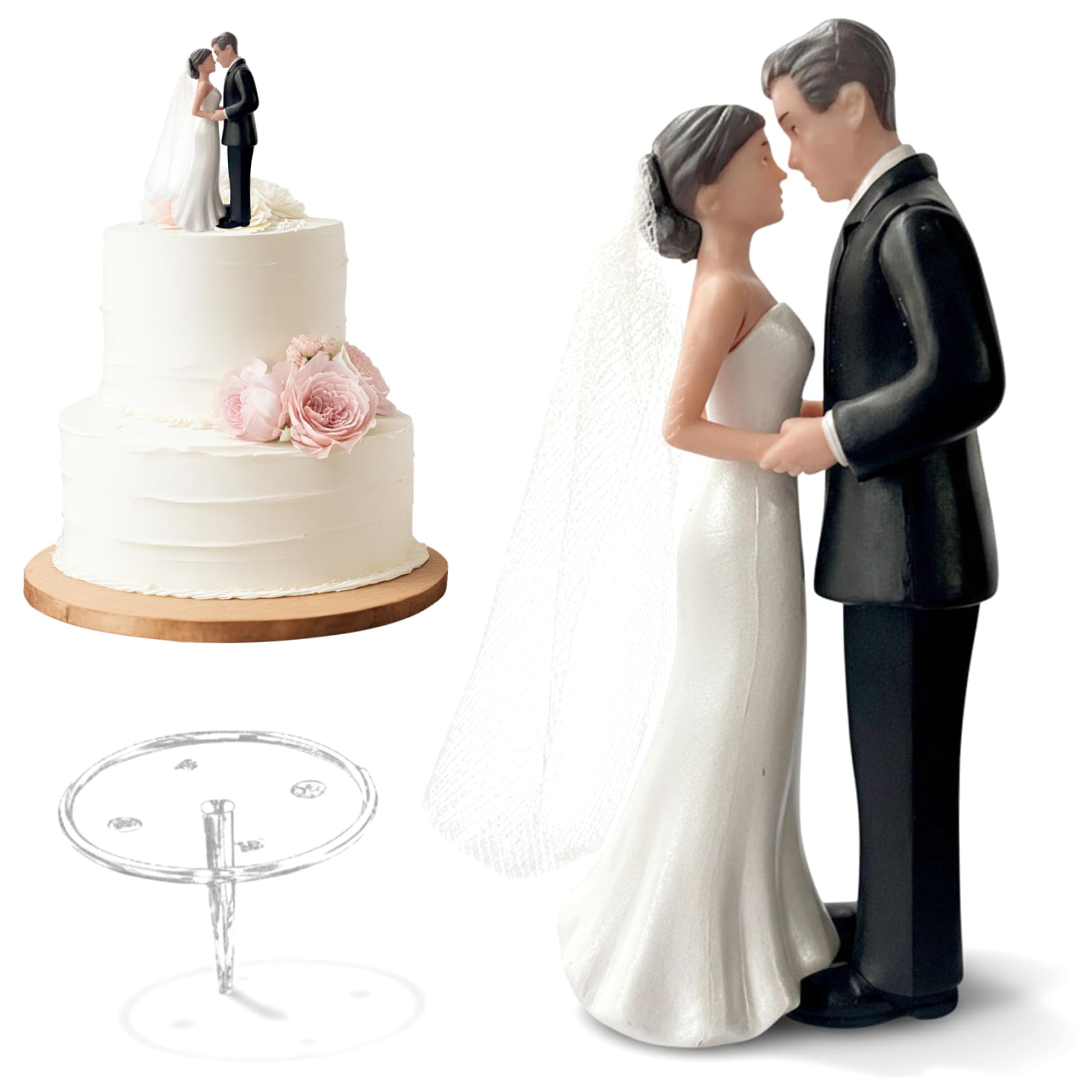 Xweptuy Wedding Cake Toppers, Romantic Elegant Bride and Groom Cake Topper for Anniversaries, Engagement Parties, Bridal Showers, Wedding, Black