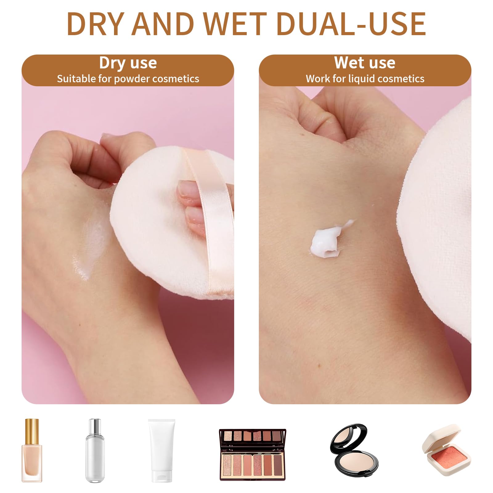 Puder do pudru z etui, 2-częściowy zestaw, puder do ciała, podróżny, gąbka do makijażu, do twarzy, niemowląt, miękka, biała, beżowa