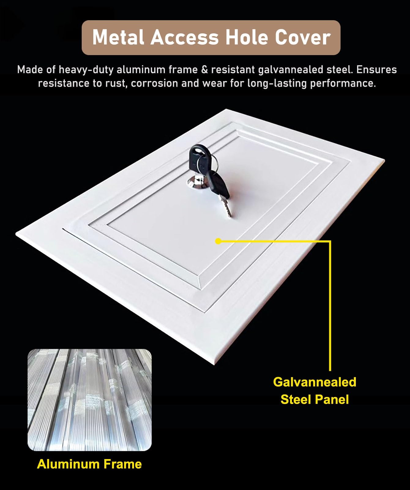 Zamykany panel dostępu do płyt kartonowo-gipsowych – drzwiczki dostępowe z płyt gipsowo-kartonowych, wiele rozmiarów (450 x 1000 mm / 18 x 39 cali) - bezpieczne, wszechstronne rozwiązanie Solut dla