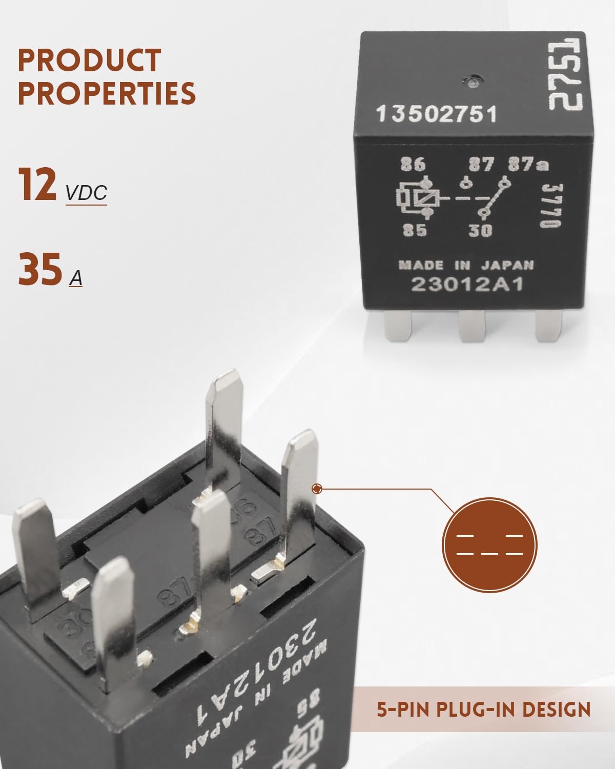1 Unidad Para DENSO 13502751 2751 Rel&eacute;s De Autom&oacute;vil 5 Pines