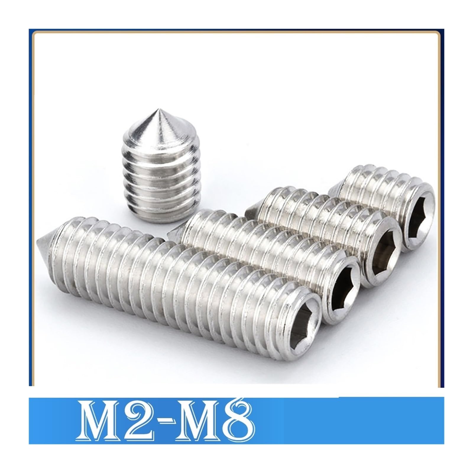 Tornillos de fijación hexagonales, 50 piezas M5 acero inoxidable DIN914, tornillos sin cabeza punta cónica(M5*6)