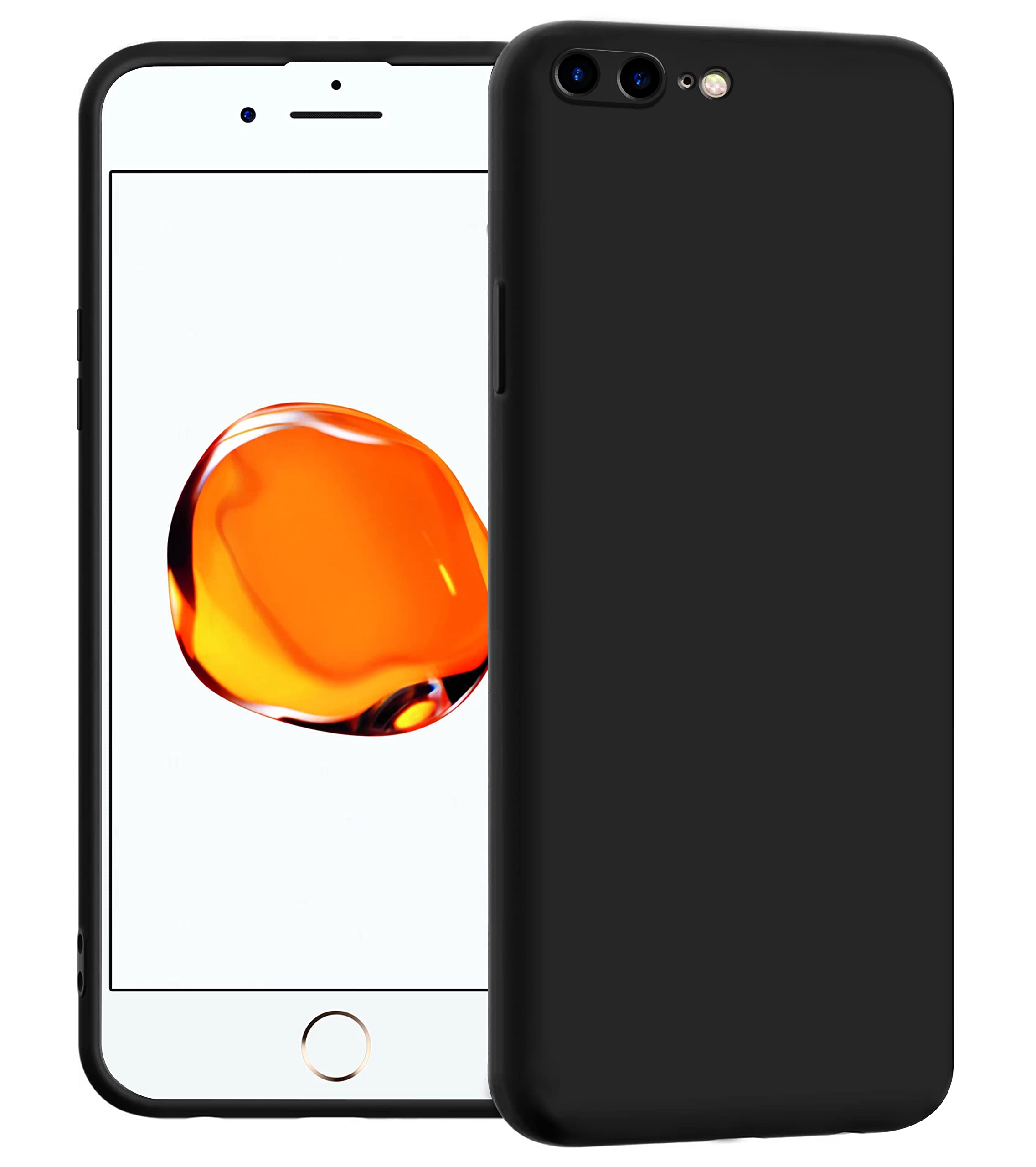 Amazon Brand - Solimo Back Case Cover for iPhone 7 Plus/iPhone 8 Plus | Compatible for iPhone 7 Plus/iPhone 8 Plus Back Case Cover | Liquid Silicon Case with Camera Protection | Black