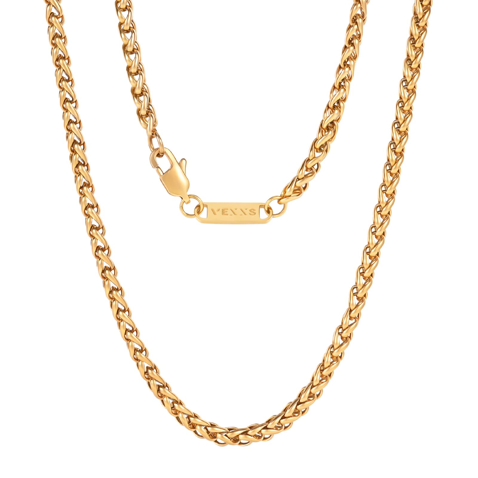 VEXXS Gliederkette Herren Goldkette,18K Gold Vergoldet Herren Kette, 3/4mm halskette für Männer,Schmuck Geschenk,46-66cm