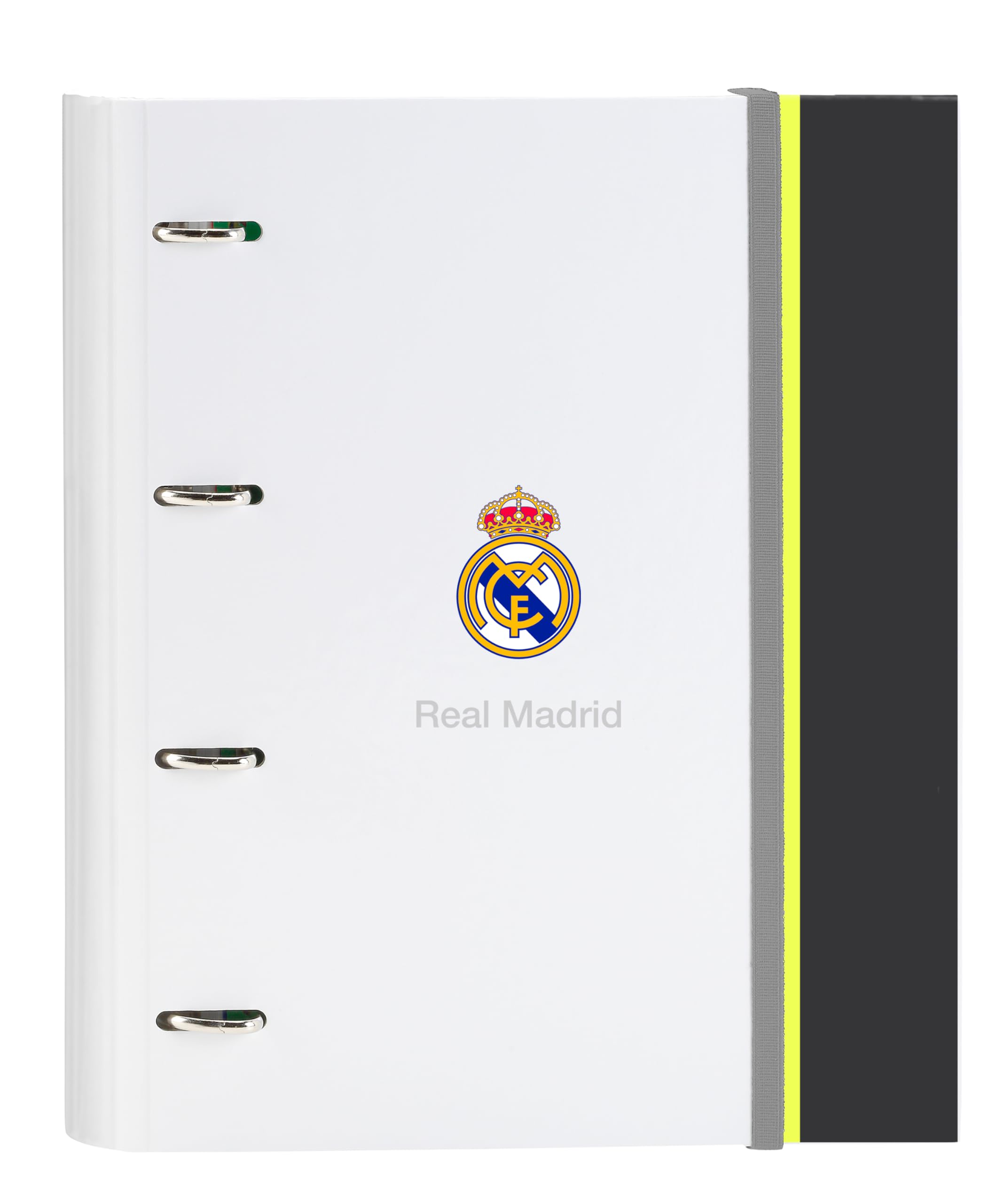 Safta Real Madrid EQUIPACIÓN 25/26 – Folder 4 Rings of 35 cm with 100 A4 Sheets, Ideal for Children of Different Ages, Comfortable and Versatile, Quality and Resistance, 27 x 3.5 x 32 cm, white, M
