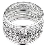 Lux Accessories Pave Chain Link Mesh Multi Bangle Bracelet Set.