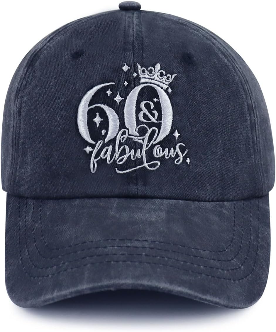 30 40 50 60 70 80 90 Birthday Hat for Women, Adjustable Embroidered Crown Baseball Cap