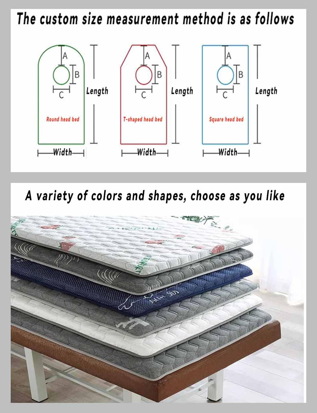 Surmatelas Table de Massage avec Trou De Respiration,Surmatelas Carré/Rond/Tête Trapézoïdale,Matelas Lit De Beauté Rembourrage De Lit Spa Matelas À Mémoire Massage(Color:C,Size:80x190cm)