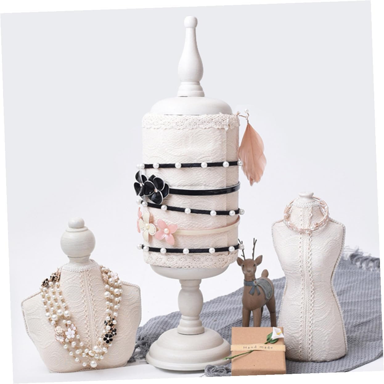 蕾絲ヘアバンドディスプレイラック 軽量縦置きヘッドウェアスタンド 髪飾り収納用シンプル省スペースデザイン