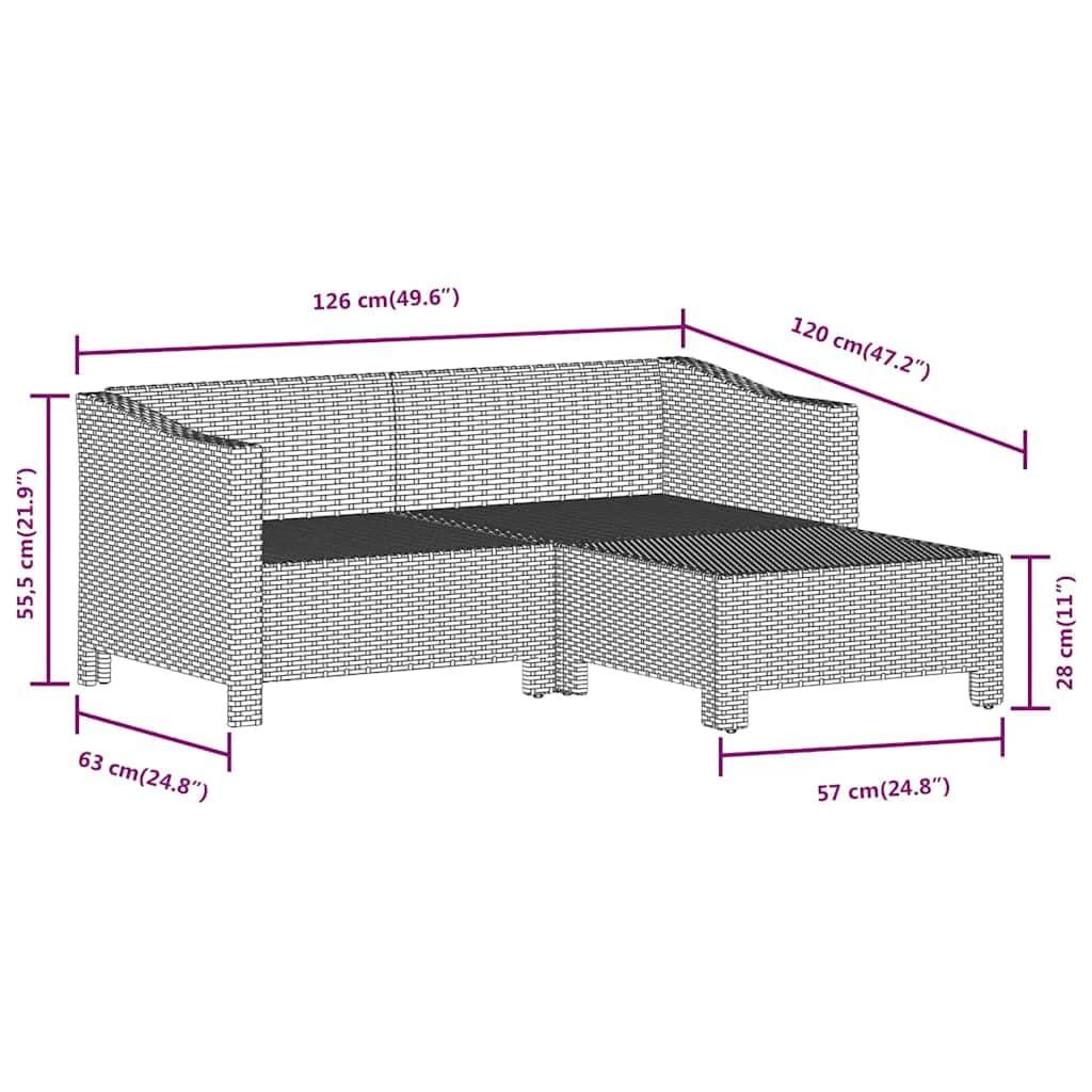 vidaXL Repose-Pieds de Jardin avec Coussin en polyrotin Gris