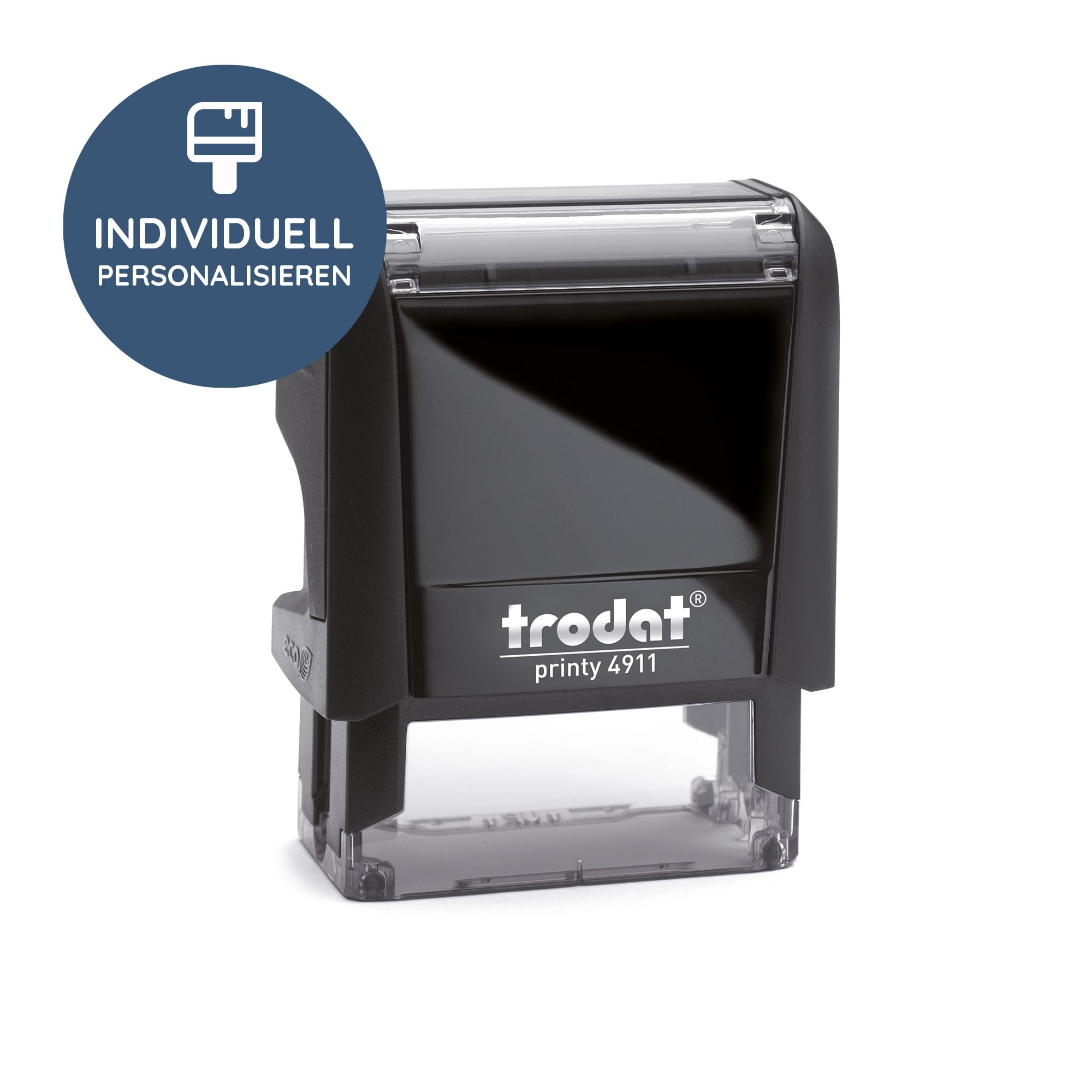Trodat 4911 Printy 4.0 – 38x14 mm, 4-zeilig, Gehäuse schwarz, Abdruckfarbe schwarz