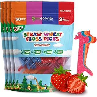 Biodegradable Kids Flossers - Dental Floss Picks for Children | Fluoride & Plastic-Free | Colorful & Fun Animal Floss Sticks | Eco Friendly, Vegan, Natural (Strawberry - 200 Pack)