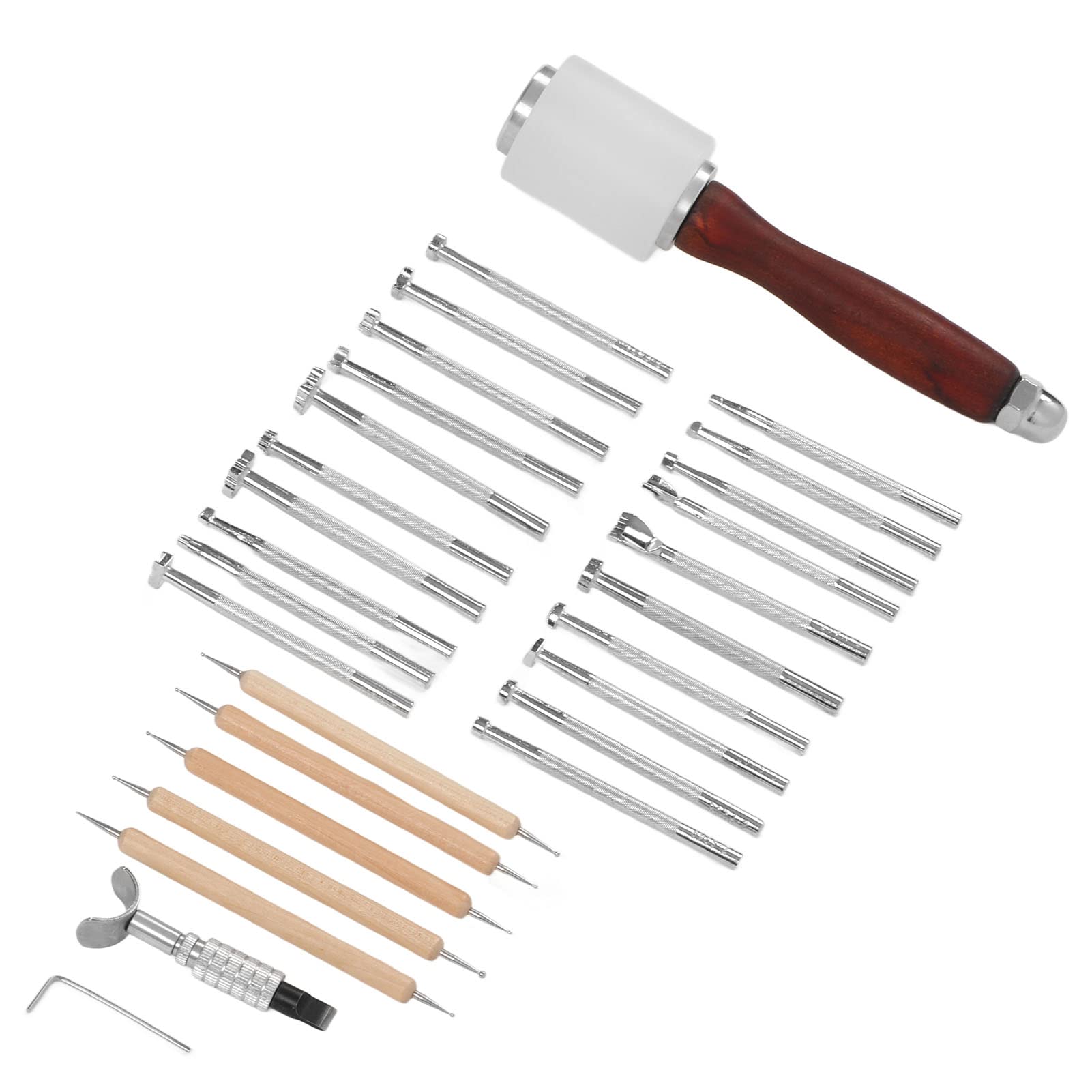 Set di strumenti per artigianato in pelle 28 pezzi Kit di strumenti professionali per intaglio della pelle Strumenti di lavoro in pelle fai-da-te per principianti ed esperti Legno