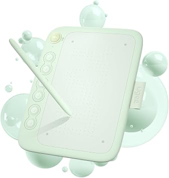UGEE Q6-GR Pen Tab, Q6 Pen Tablet, 6.3 x 3.5 Inches, Smartphone Compatible, Board Tab, Drawing, 6 Shortcut Keys, 16384 Levels of Pressure, 60° Tilt Detection, Ratio Change Button, Illustration