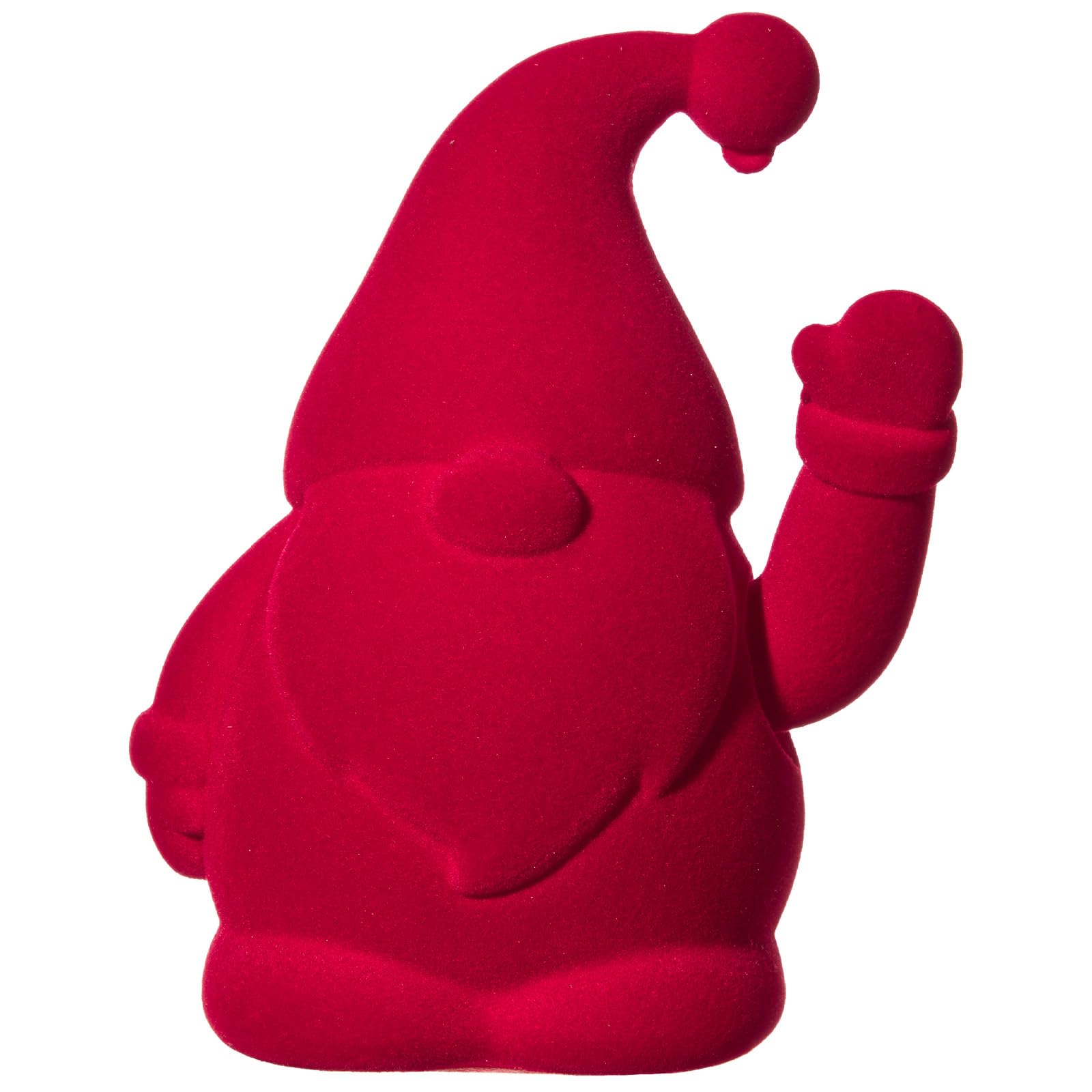 WDS WONDROUS Waving Arm Christmas Gnome, Flocked Santa Figure, Handmade Plastic Elf Moving Arm Decor for Home Office Shelf Tabletop Holiday Decoration (16.0 cm Red)