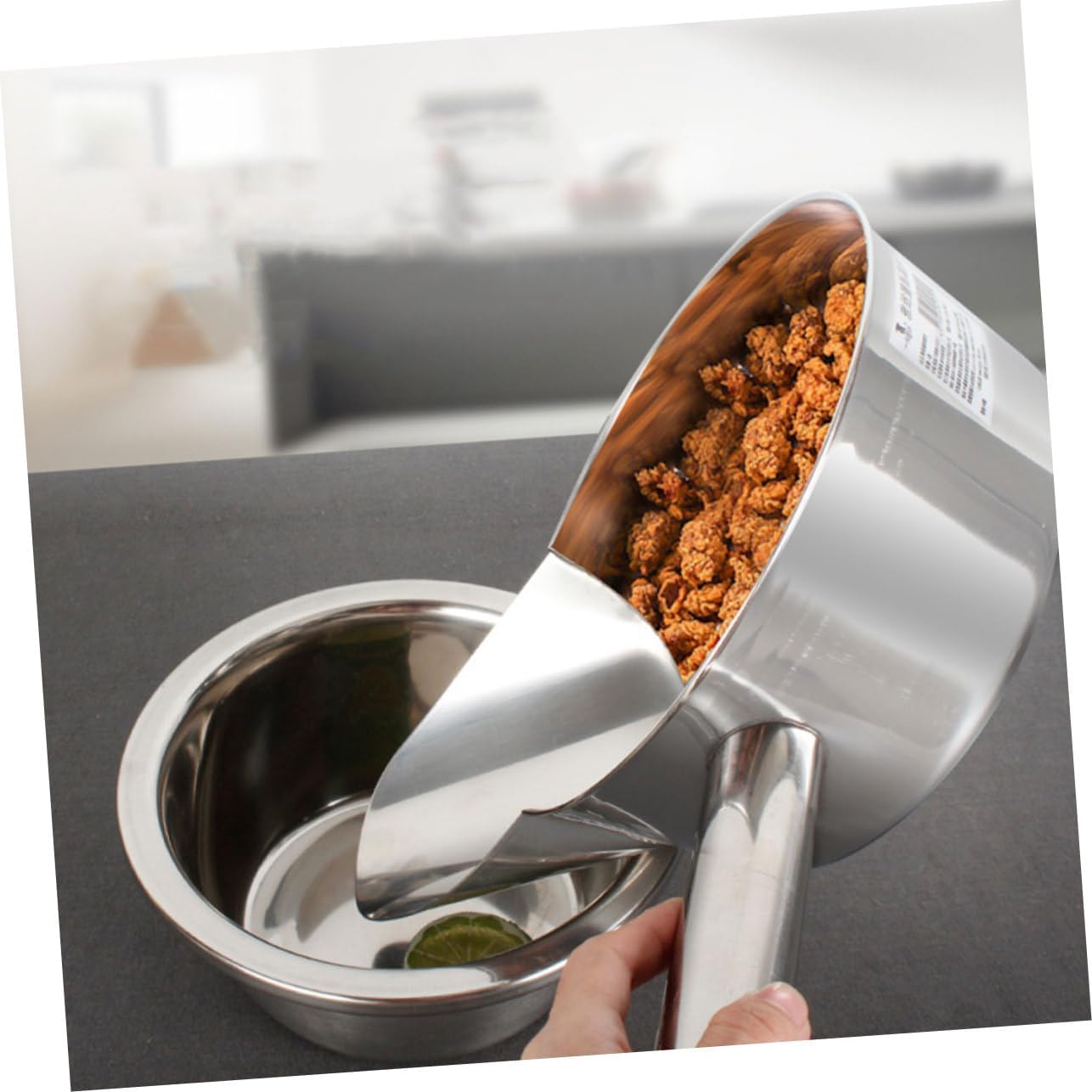 PRETYZOOM 2pcs Stainless Steel French Fry Scoops Wide to Narrow Opening Design Easy to Load into Packaging Bags Ergonomic Handle Food Shovel for Home Restaurant