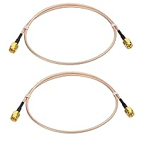 Vista 9 de Superbat Paquete de 2 extensiones de cable SMA, macho SMA a macho SMA macho conector de ángulo recto RG316 puente coaxial, 12 pulgadas