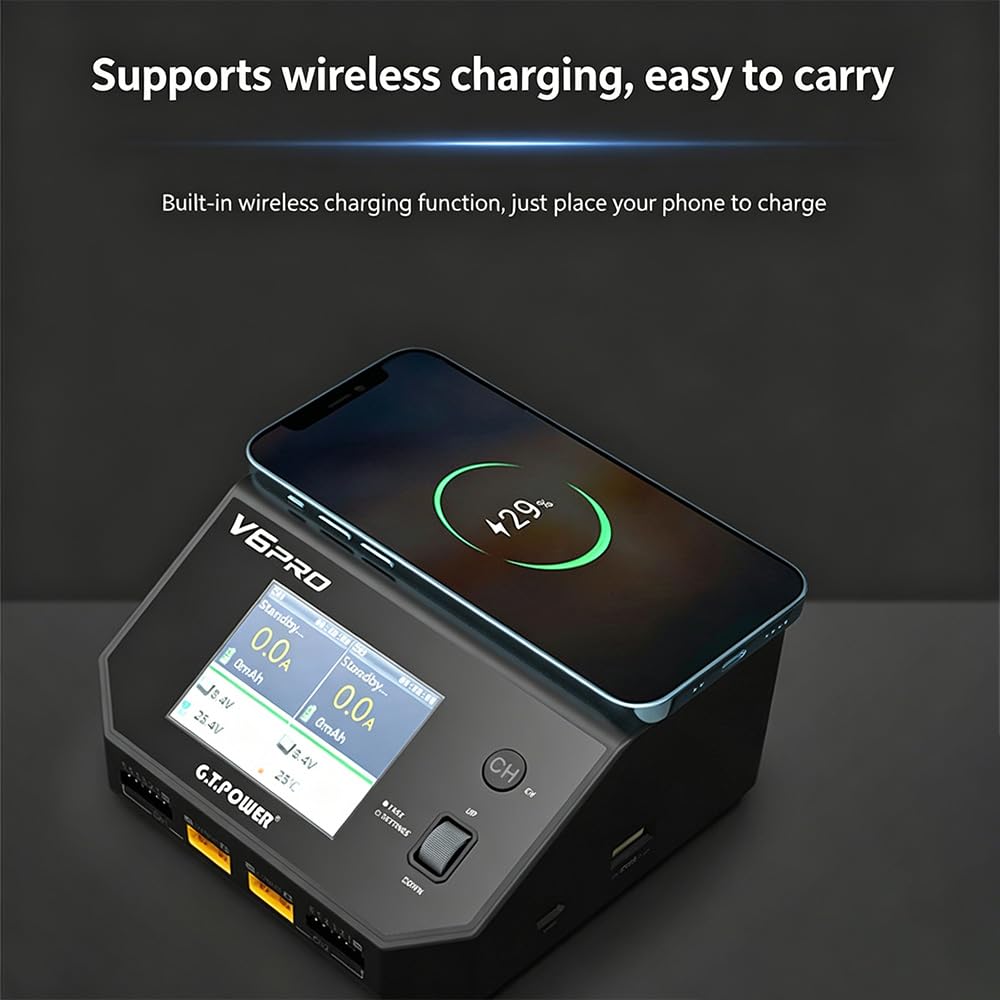 Chargeur Intelligent pour Batterie RC Double Canal GT Power V6 Pro 700W, Charge sans Fil pour téléphone