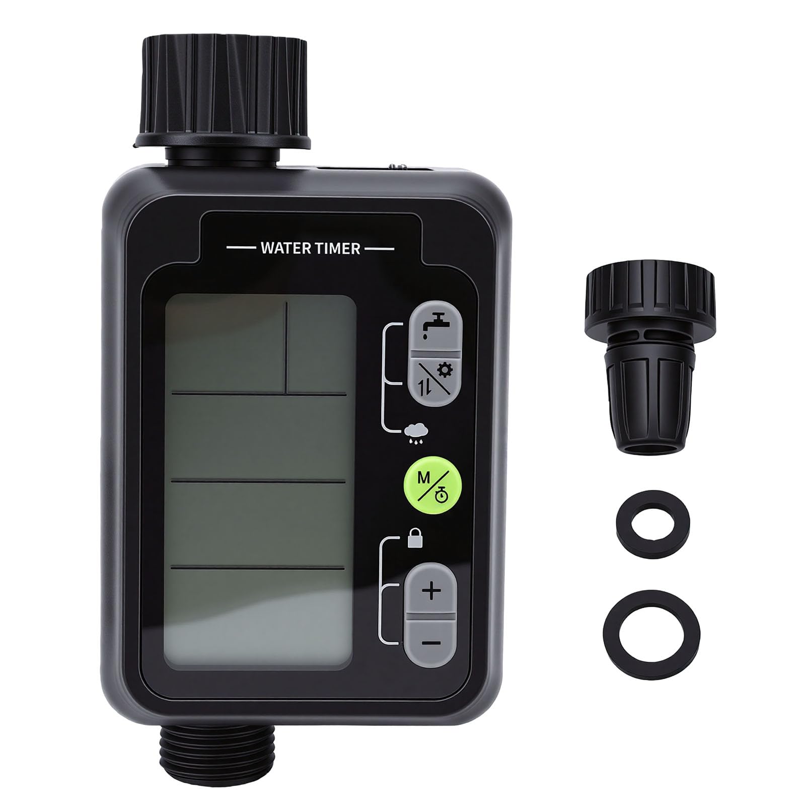 Ejoyous Temporizzatore Programmabile per Tubo da Giardino, Irrigatore con Timer per Irrigazione in ABS con Display LCD, 9 Programmi, Ritardo Automatico Pioggia per Bambini, da 1 Minuto a 23 Ore 59