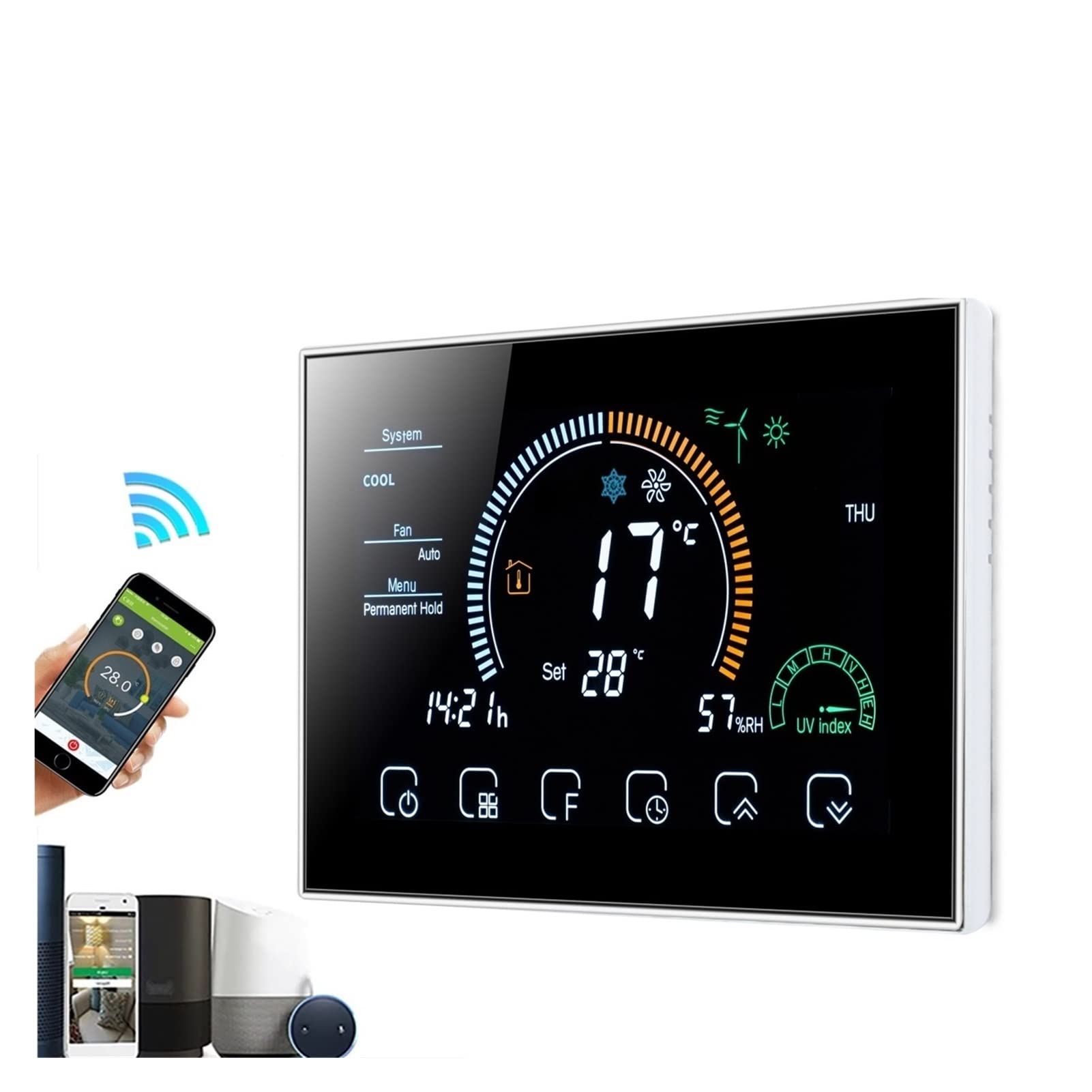 Czujnik termometru, RS485 & Modbus. Rtu. Inteligentne urządzenie centralne klimatyzator termostatowy regulator temperatury 3 prędkość wentylatora(C,4P AND Modbus)