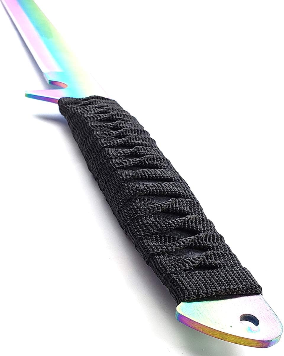 Ninja-Style Machete Set with Wakizashi and Tanto Inspired Blades 2 Piece Outdoor and Collection Display Set - Rainbow