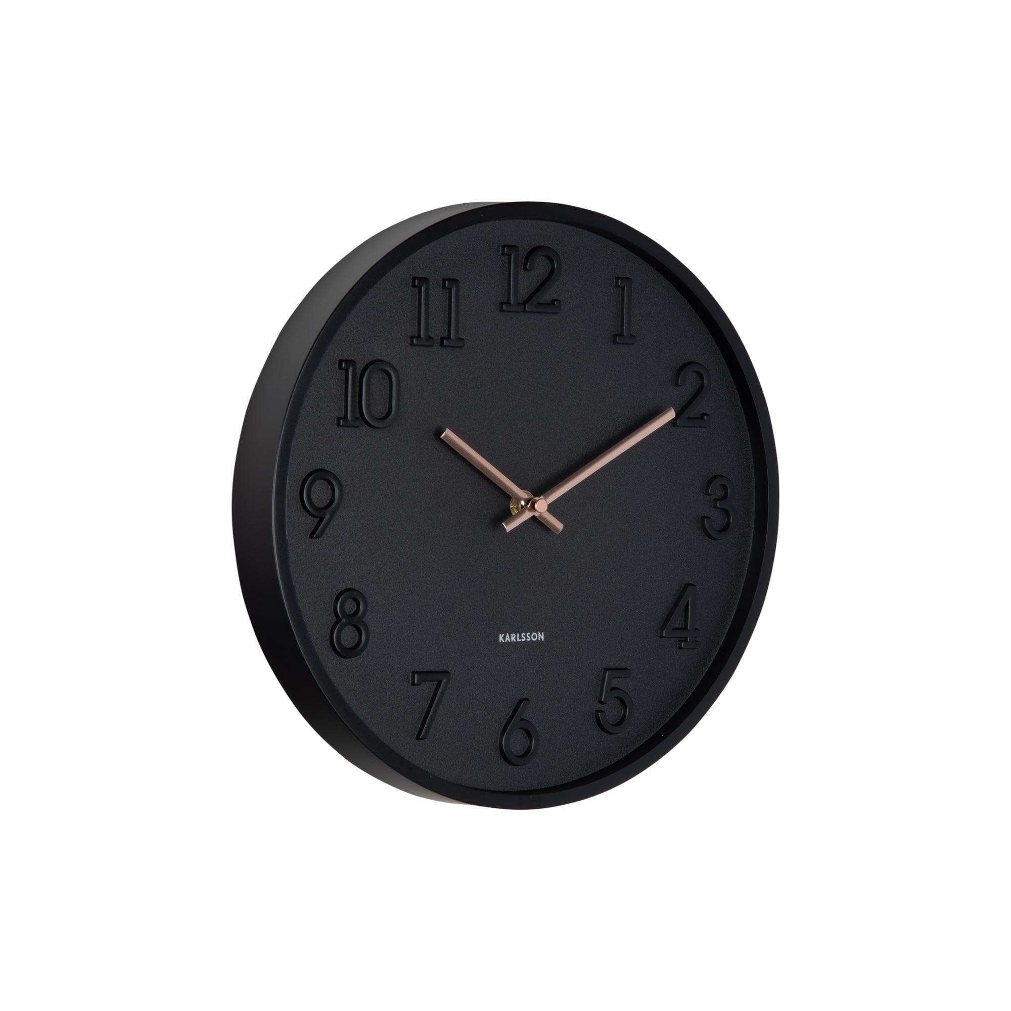 Karlsson Matt Black Wall Clock Calma – 30Cm Scandinavian Wall Clock With Silent Sweep Movement And Debossed Numbers (Matt Black)