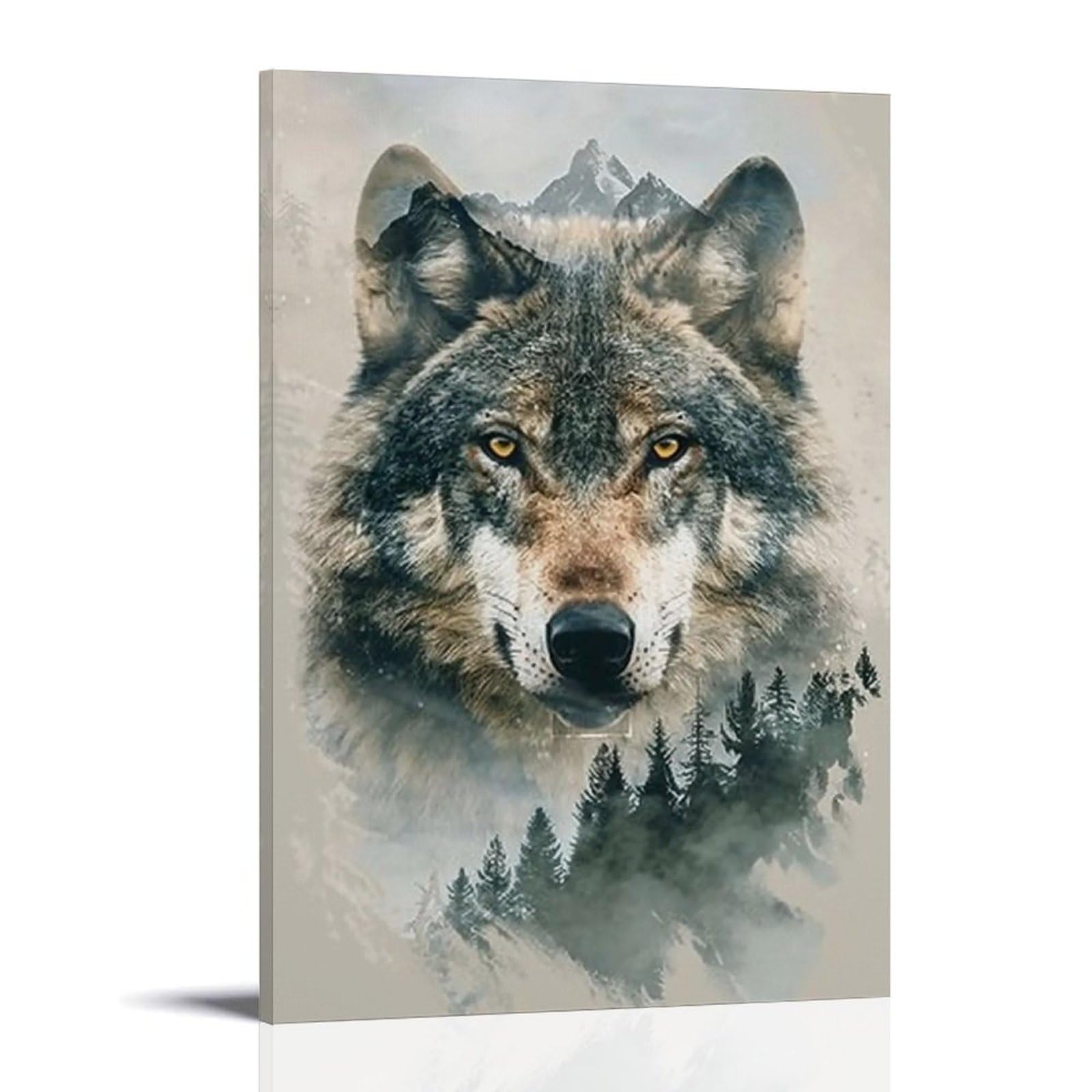 JUWRHRHHRH Timber Wolf Forest Landscape 03 Poster Canvas Aesthetic Wall Art Painting Decor for Living Room Bed Room 24x36inch Frame-style