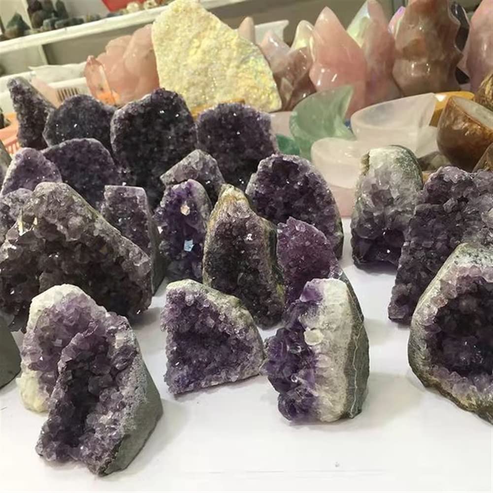 Cristal 500G-1500G Amatista Natural Cuarzo Geoda Cristal Piedra Racimo for 1PC Inicio Colecciones (Color : 500g-600g 1pc)