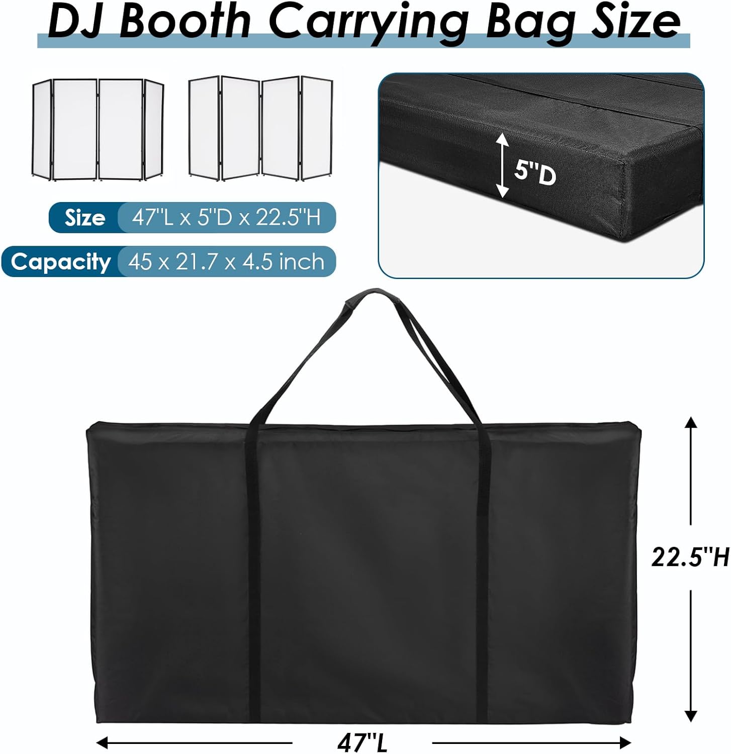 DJ Booth Carrying Bag, Waterproof Heavy Duty DJ Facade Carry Bag for Portable Stage, Art Portfolio, DJ Gig Bag & Travel Bag-47 L x 5" W x 22.5" H(Bag Only)