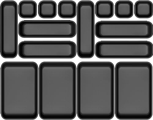 Famhap 16pcs Desk Drawer Organizers, Versatile Bathroom and Vanity Drawer Organizer Trays, Storage Bins for Makeup, Bedroom, Kitchen Gadgets