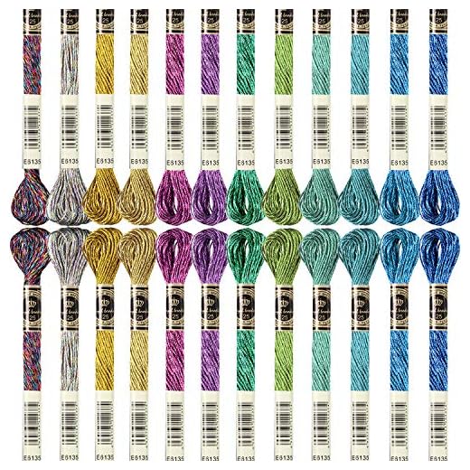 24 Piezas Hilos de Madeja de Bordado Metálico Hilo de Bordar Brillante Multicolor Hilo de Poliéster de Punto de Cruz para Pulseras de Amistad Manualidades de Hilo de Bordado de Bricolaje