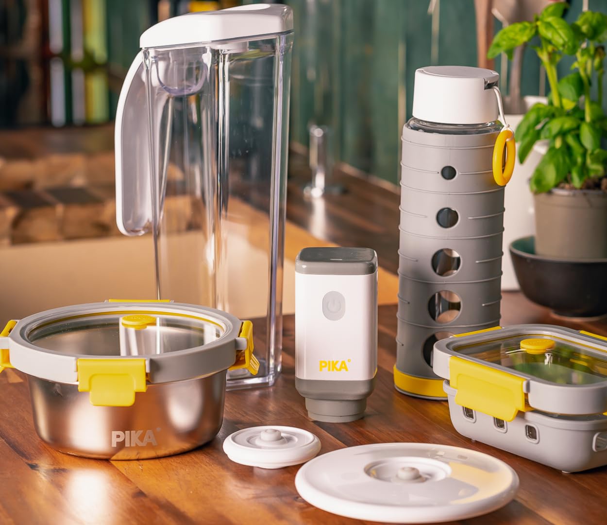 PIKA - Pompe sous vide électrique + 5 valves pour boites alimentaires Pika | Appareil de mise sous vide alimentaire : conservation 3 à 5 fois plus longue