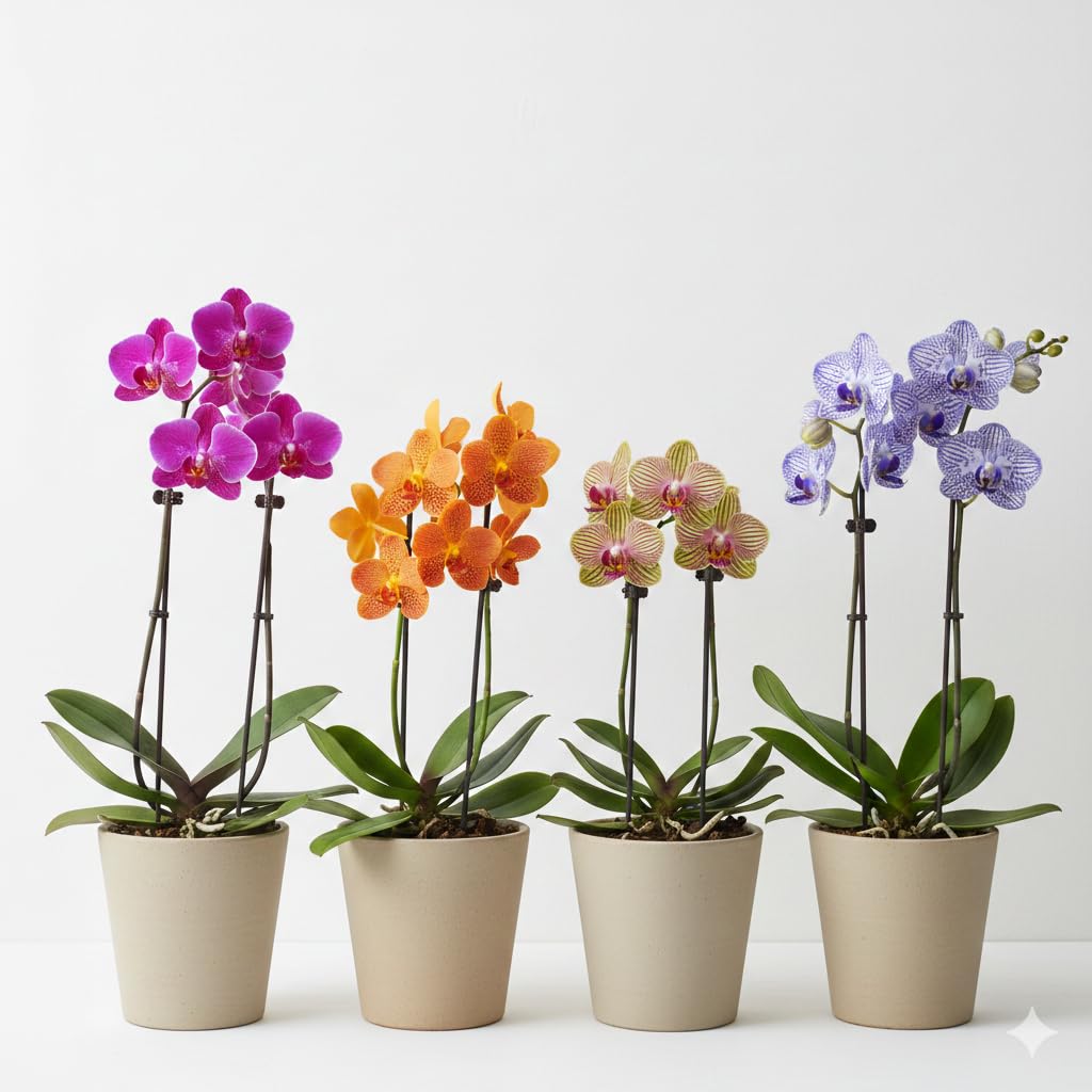 Generic Orchid Plant | Multi-colour Orchid- Pack of 4 | hight 10cm