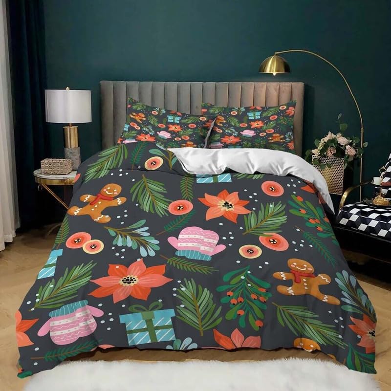 Housse de couette 140x200 en microfibre à imprimé fleurs avec taies