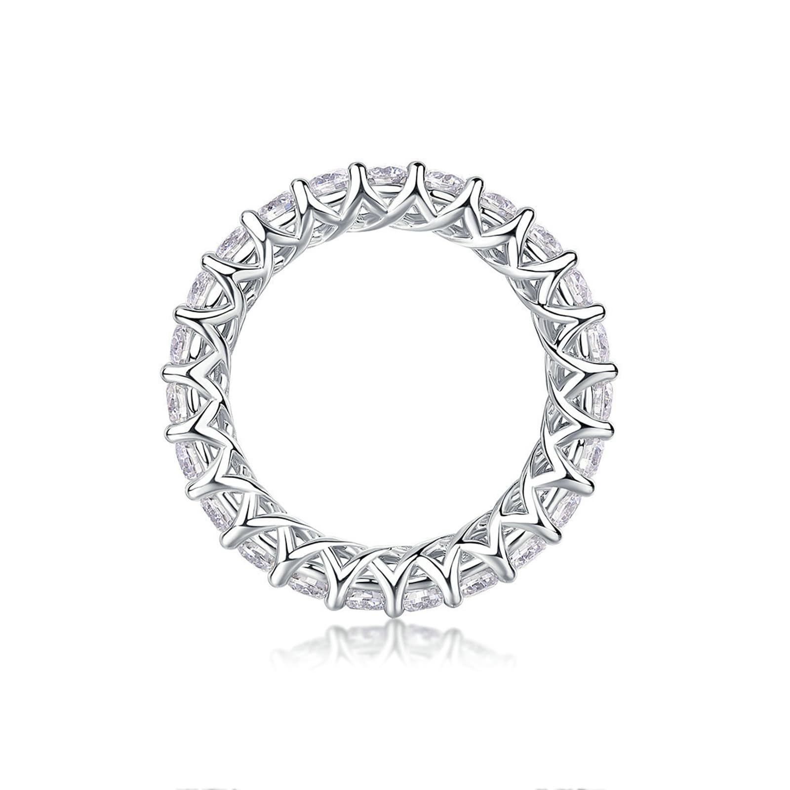 KnSam Anillo de boda de platino PT950, anillo de boda eterno con diamante creado en laboratorio, talla 53 (16,9)