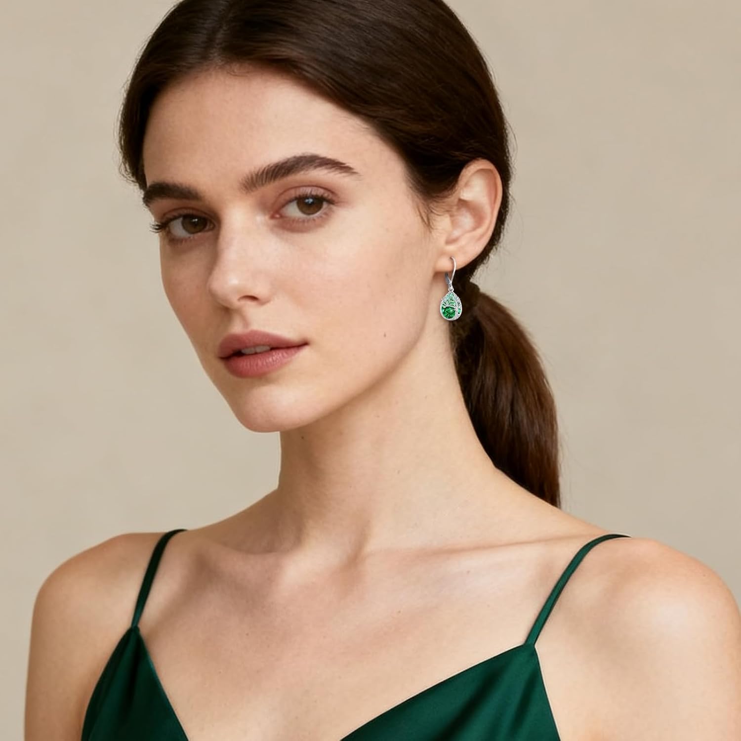 Tree of Life Dangle Drop Earrings 925 Sterling Silver Teardrop Gemstone Birthstone Earring Tree of Life Jewelry Birthday Gifts for Women/Mother/Mom - Image 6