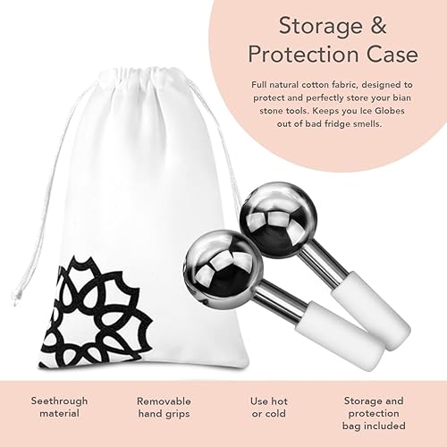 LUONKOS Ice Globes for Face - Pink, Set of 2 - Reusable Glass Gua Sha Facial Tools & Lymphatic Drainage Massager - Skincare Tools for Puffiness & Dark Circles(Ice Globes (Silver))